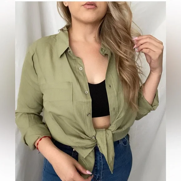 Army Green Blouse - Picture 1 of 5
